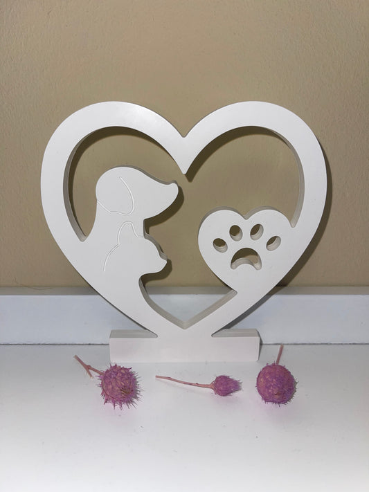 Herzaufsteller „Pfote & Freunde“ – handgegossen aus Keraflott