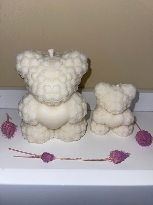 Rosenteddy-Kerzen-Set – Groß & Klein mit Herz